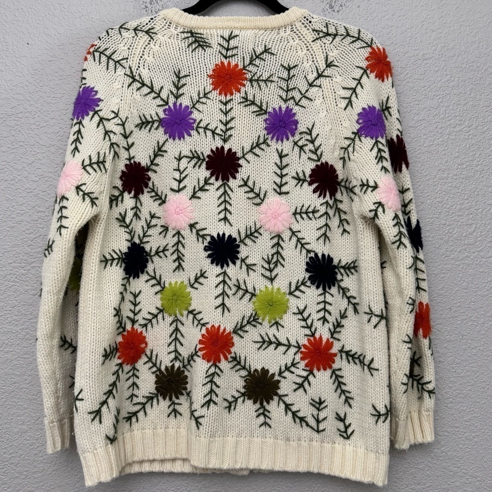 Kimlon Embroidered Floral Print Cardigan Sweater Size Large - Picture 10 of 16